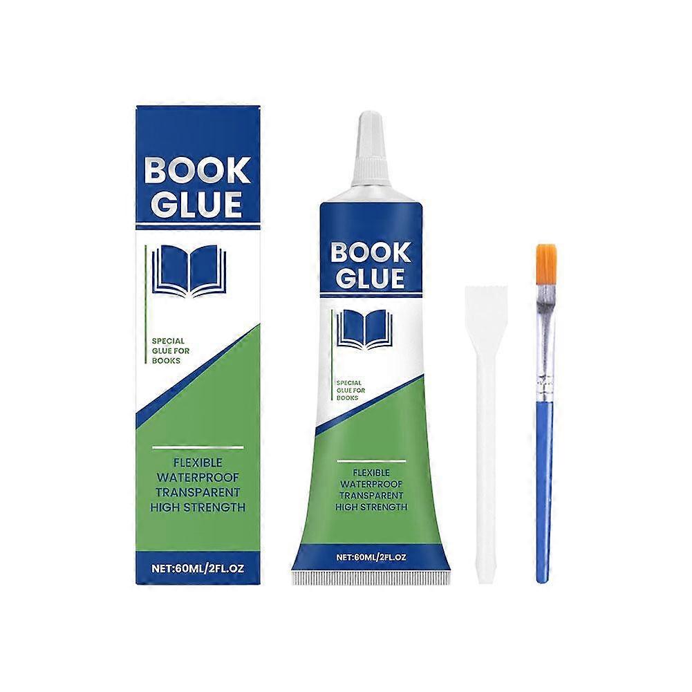For Book Binding Glue 60ml Strong Long Lasting Adhesive Eco Friendly Non Toxic Quick Drying Transparent for Paper Cloth Leather with Scraper Brush