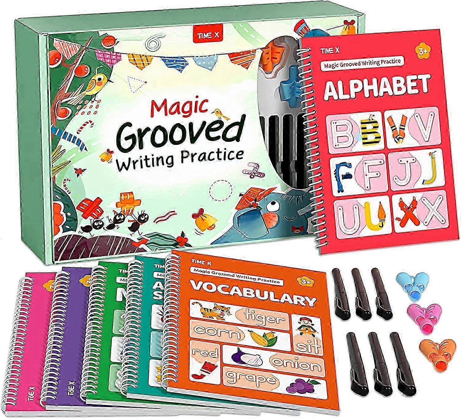 Magic Grooved Writing Practice Books, Reusable Handwriting Practice Books, Groove Workbooks, Handwriting Practice for Kids 3 +, Large Writing Practice