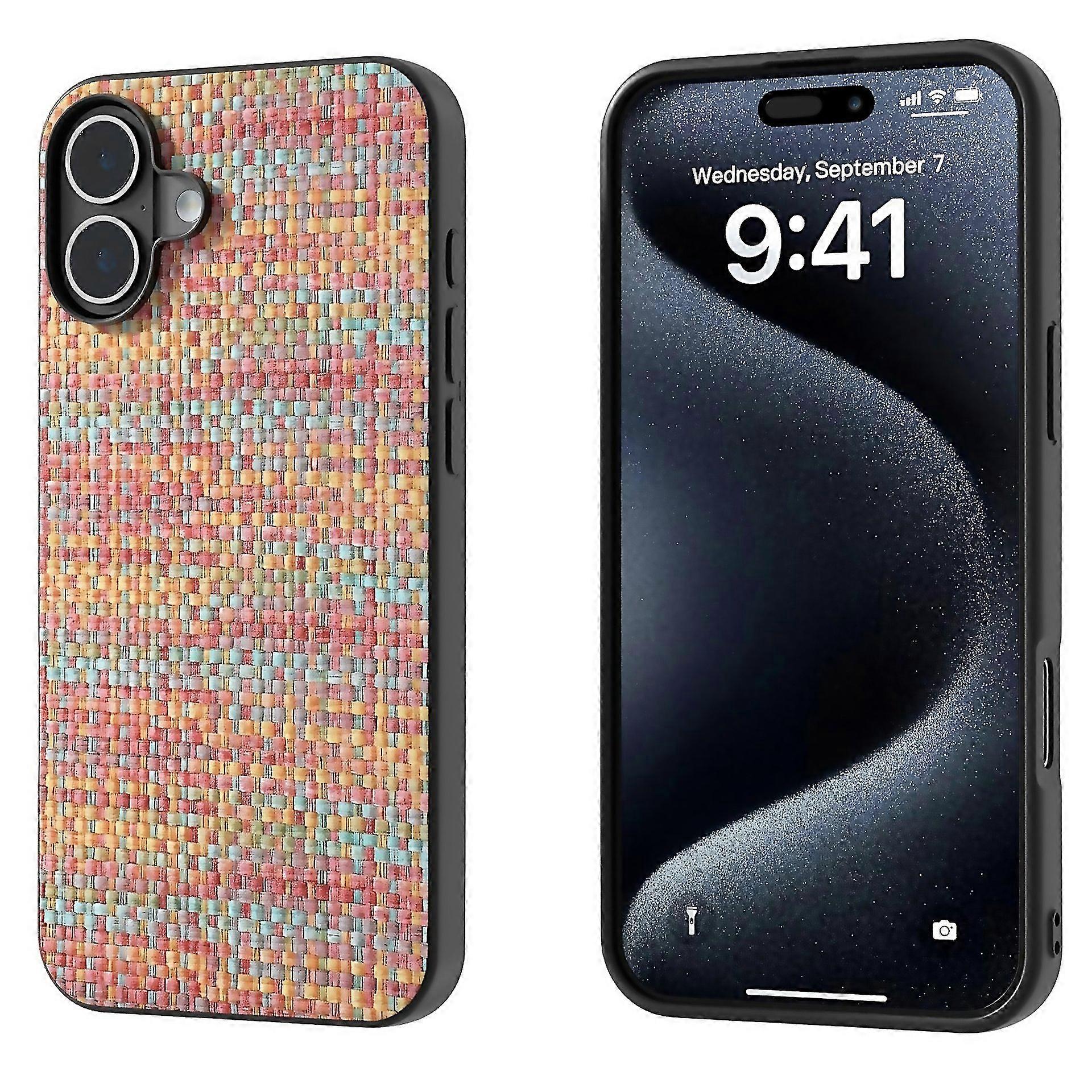 For Frame Color Lattice Texture Pu Phone Case Black Designed For Modern Living