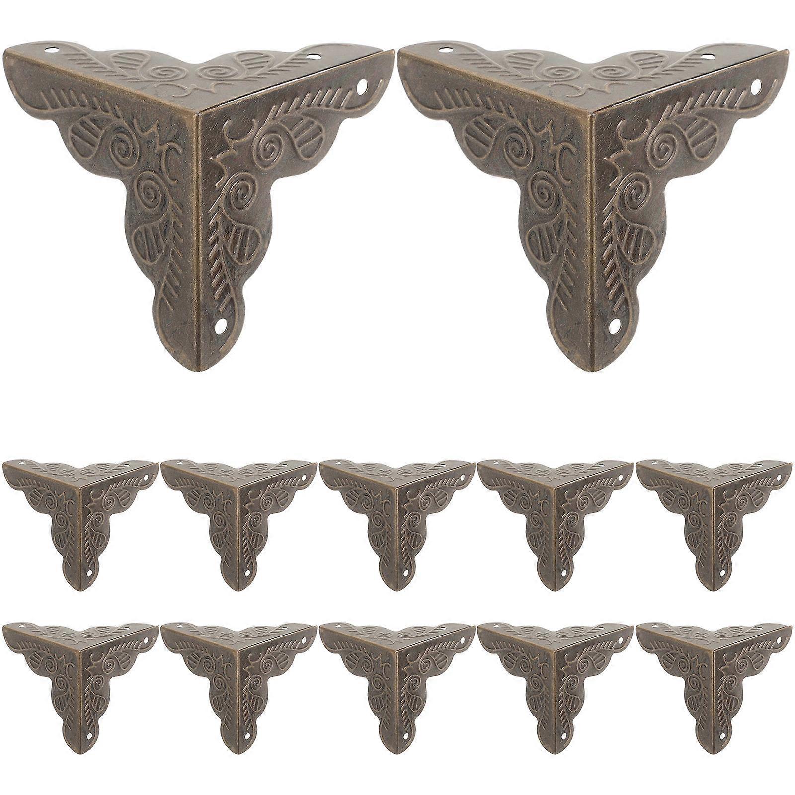 Metal Box Corners 12Pcs Antique Style Edge Protector For DIY Projects Cupboard Protection Dark Brown