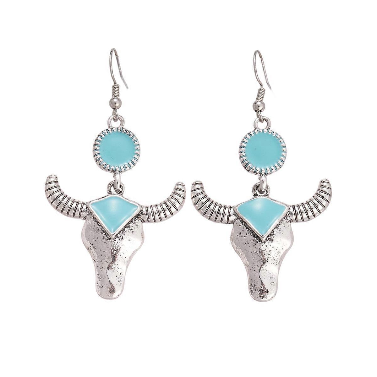 Conjunto de colar, colar feminino elegante com borla geométrica e patchwork de cabeça de vaca