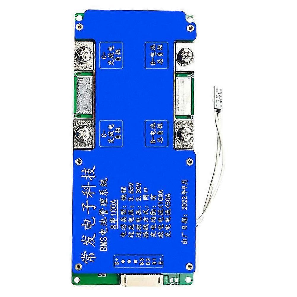 8S 24V 100A LiFePO4 Battery Protection Board Same Port with Equalization Temperature Control BMS Bat