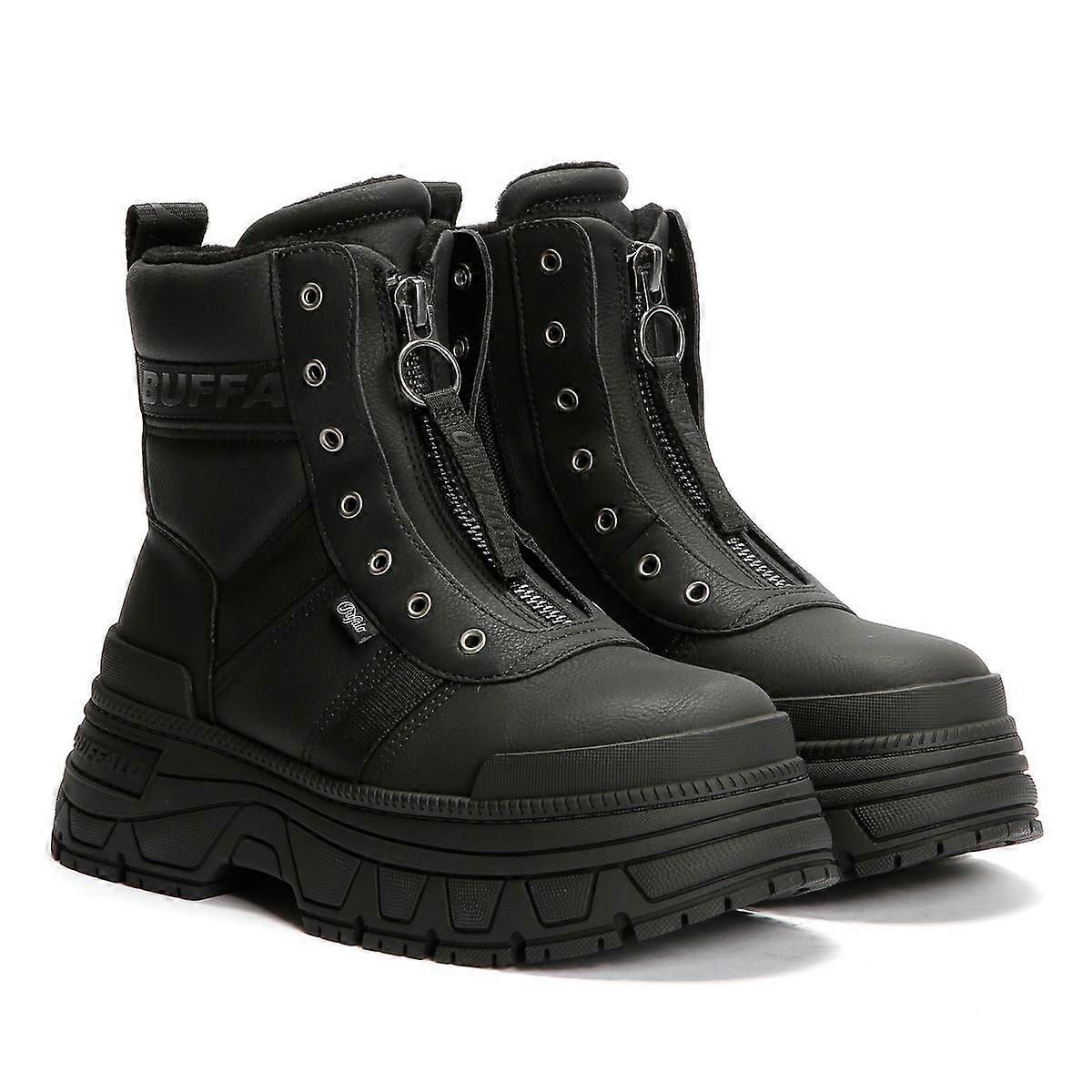 Buffalo Fusion Front Zip Women's Black Boots