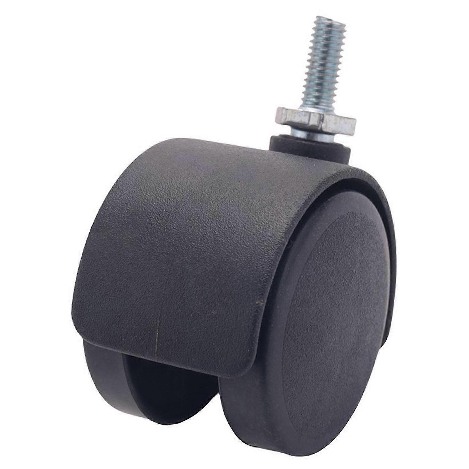 6mm Threaded Stem 40mm Dual Wheel Rotatable Caster Black