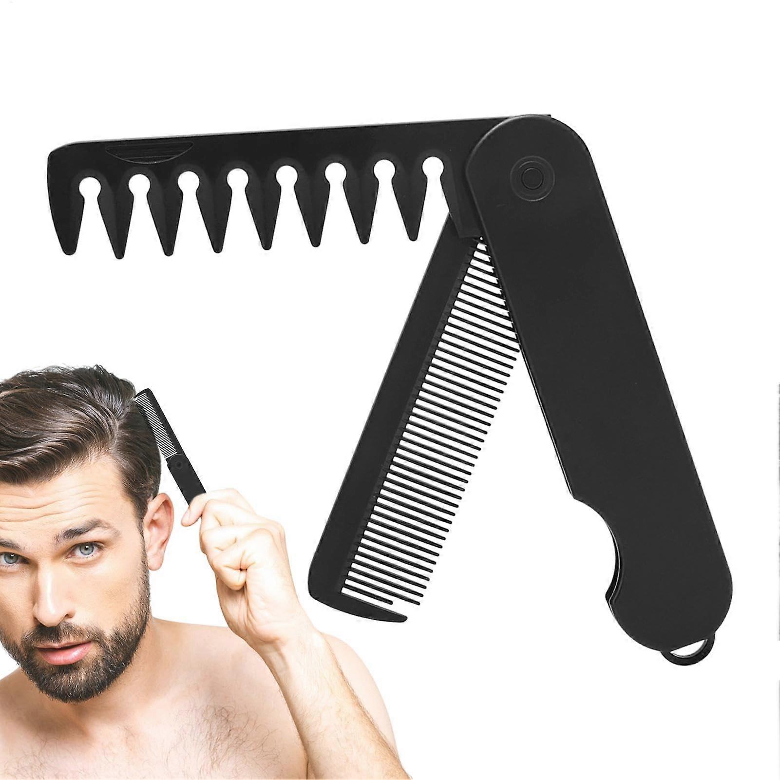 Folding Hair Comb 2In1 Pocket Comb Fine Tooth And Wide Tooth Detangling And Styling Tool For Men TravelSized Companion
