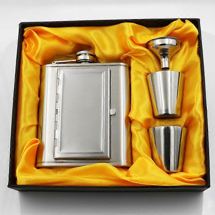 5/6oz flasks Portable Flagon Hip Flask set with cup funnel cigar box for Whiskey Vodka Wine Pot Alcohol outdoor Drinking Bottle