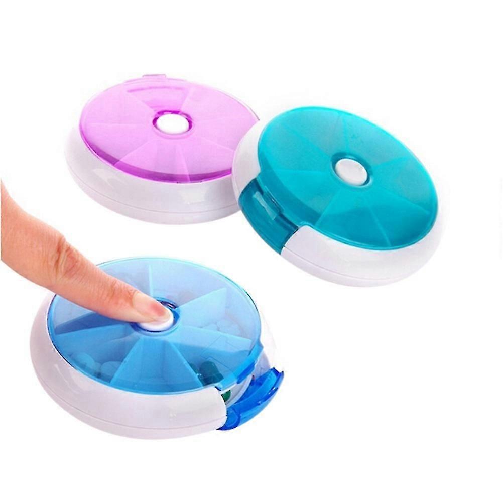 Pill Organizer Weekly, Pill Case 7 Day Medicine Pill Dispenser, Push Button Rotate Pill Planner With 7 Compartment