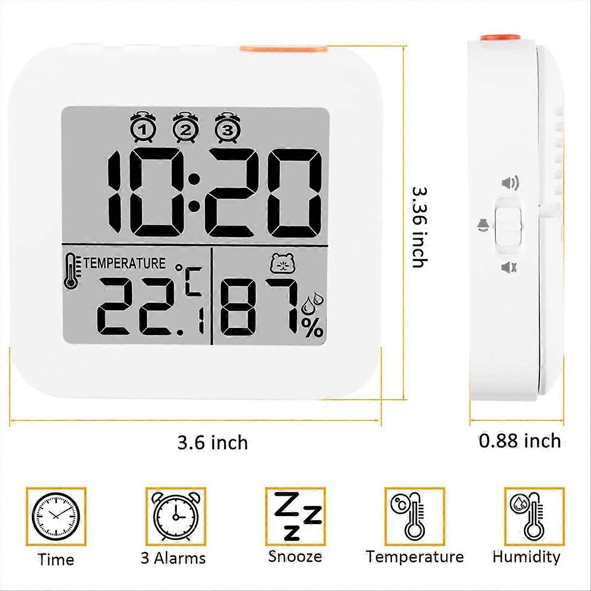 Digital Alarm Clock, Light Travel Clock, Portable Clock White