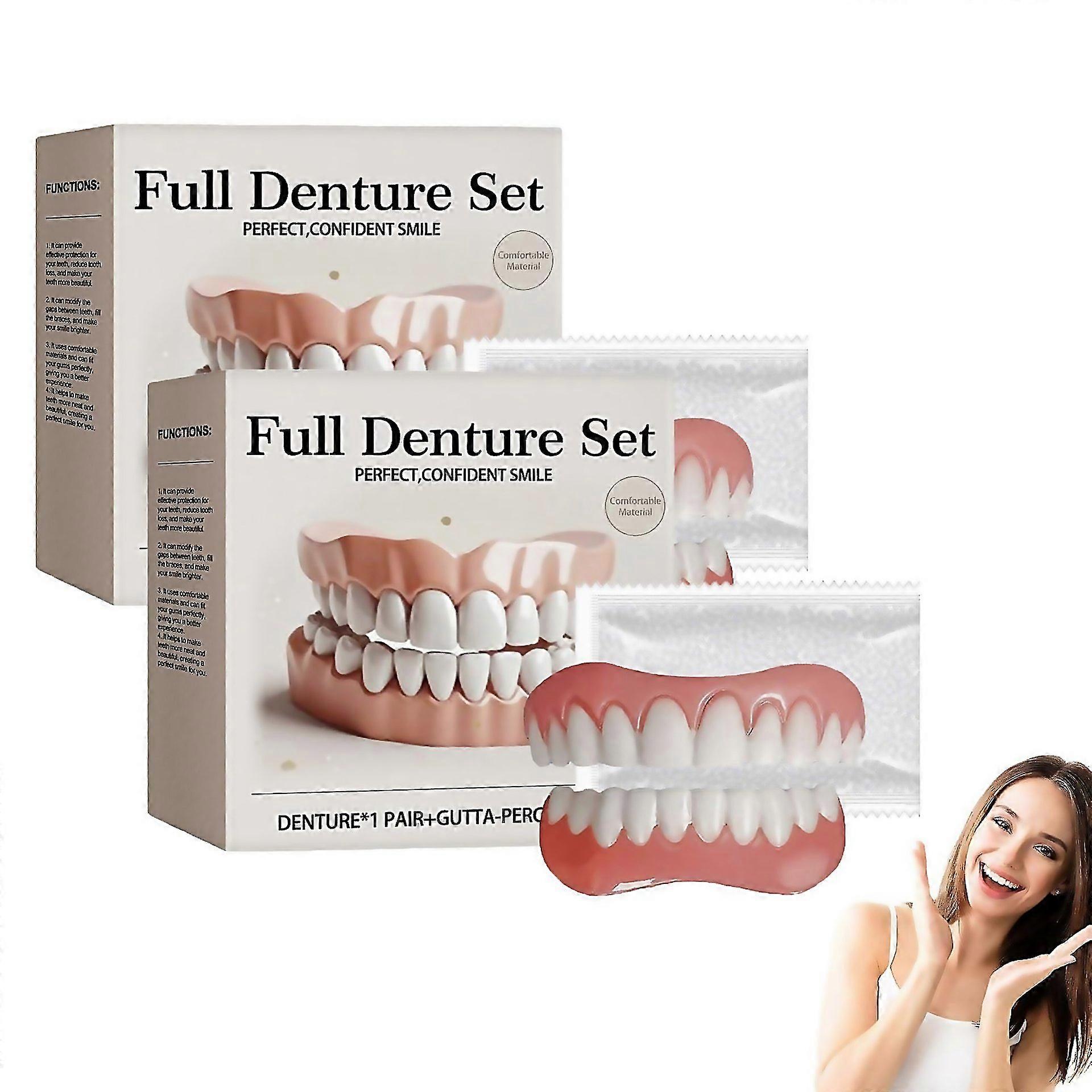 For Neslemy Advanced Individual Full Denture Set Soft Silicone Feeding Dentures Comfortable Fit 2pac