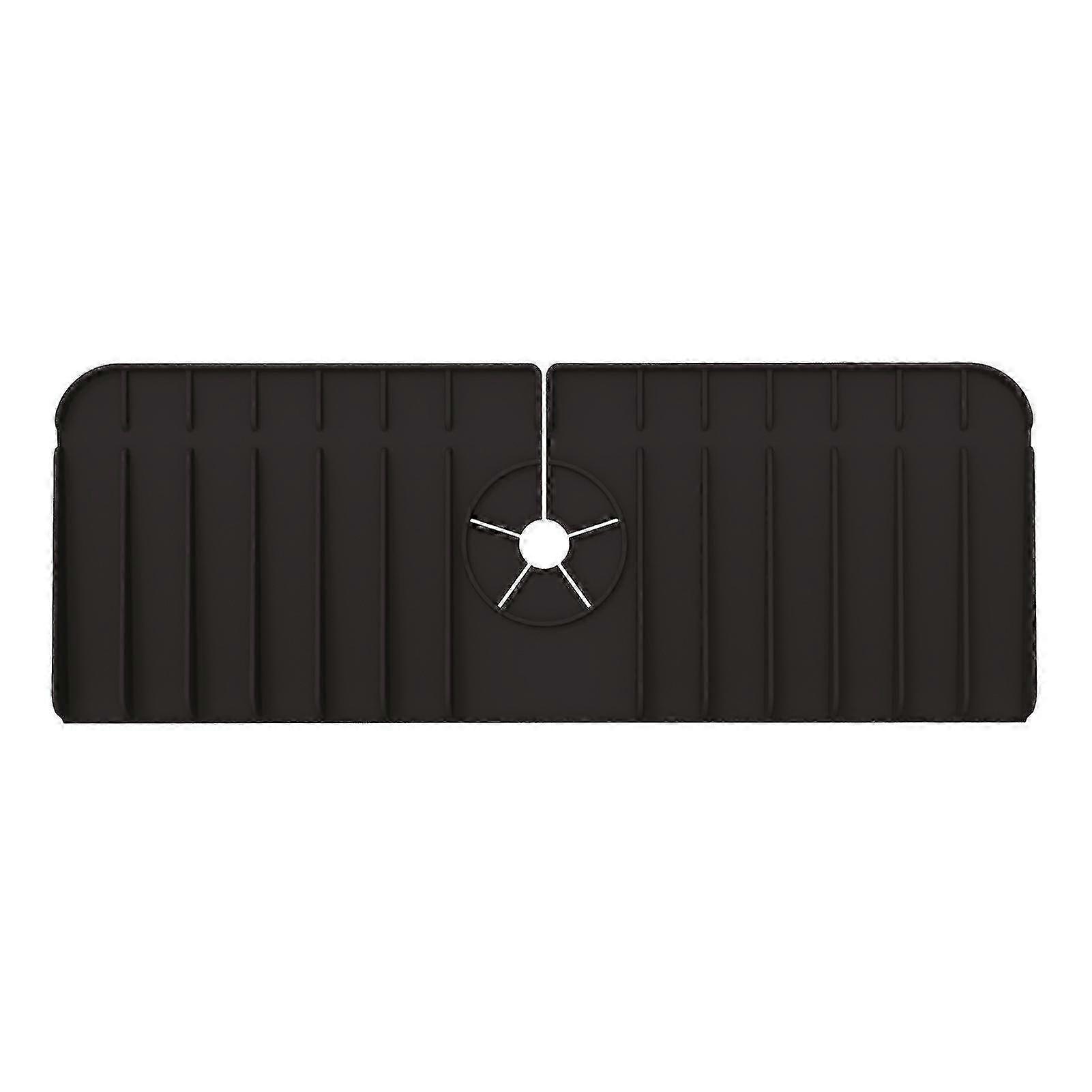 Faucet Splash Guard with Drain Port - Soft Silicone Sink Mat for Kitchen