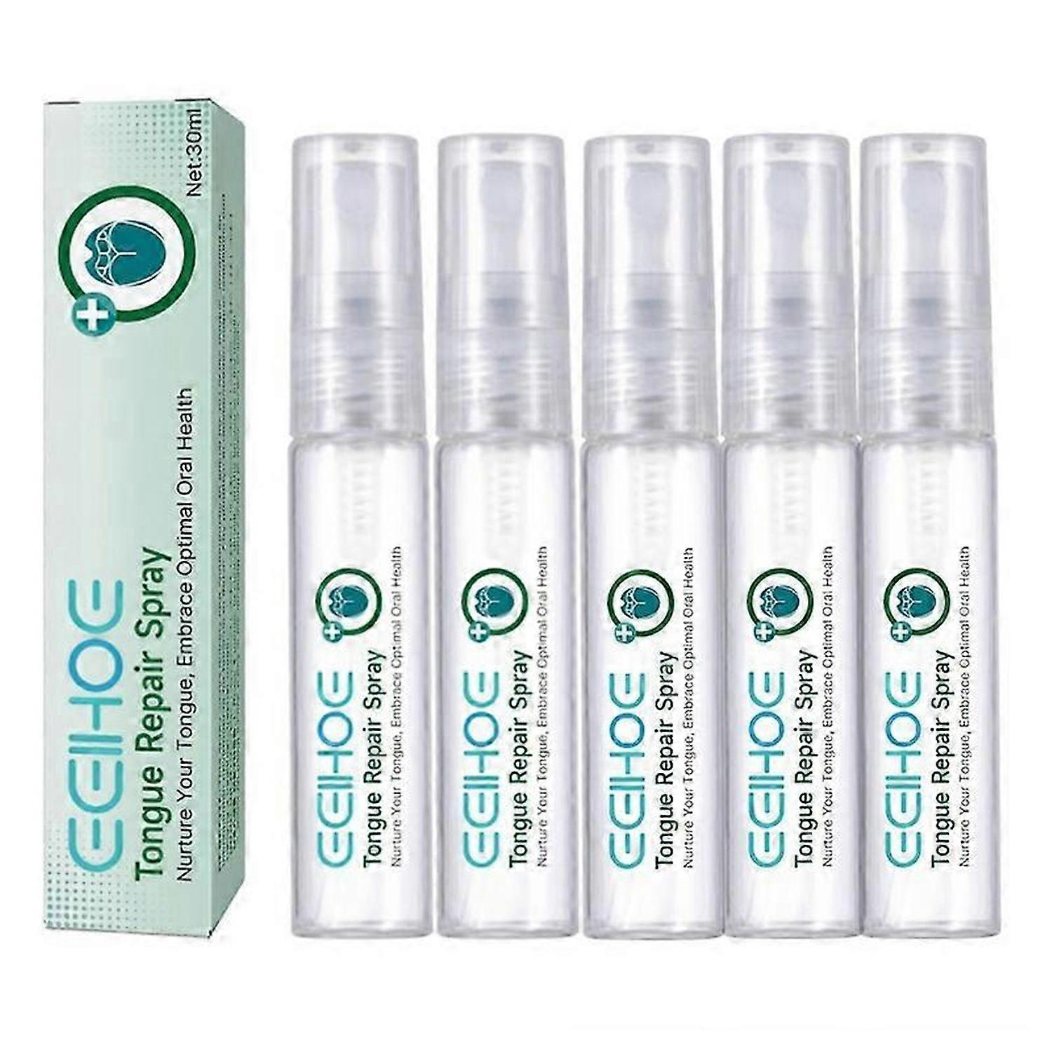 1-5x亀裂のある舌のリリーフスプレーは、乾燥した亀裂の腫れを和らげます舌の腫れを取り除き、口のバクテリアを排除し、口臭を取り除きますポータブルマウスケアスプレー