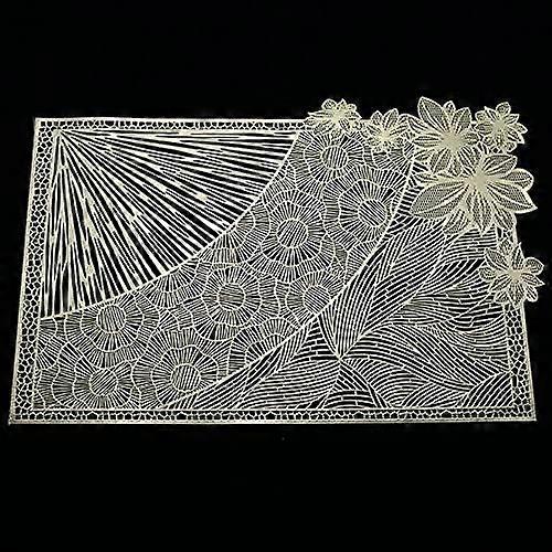 Decorative Rectangle Placemats PVC Gold 4 Pack For Dining Table Rectangular Placemats Gold Color