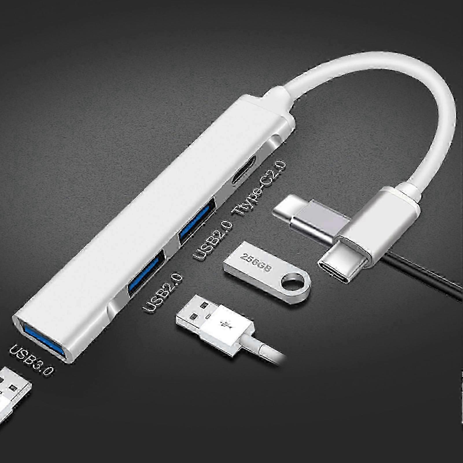 Docking Station Mini Plug and Play High Strength Aluminium Alloy 4 in 1 USB/Type-C Hub for Computer