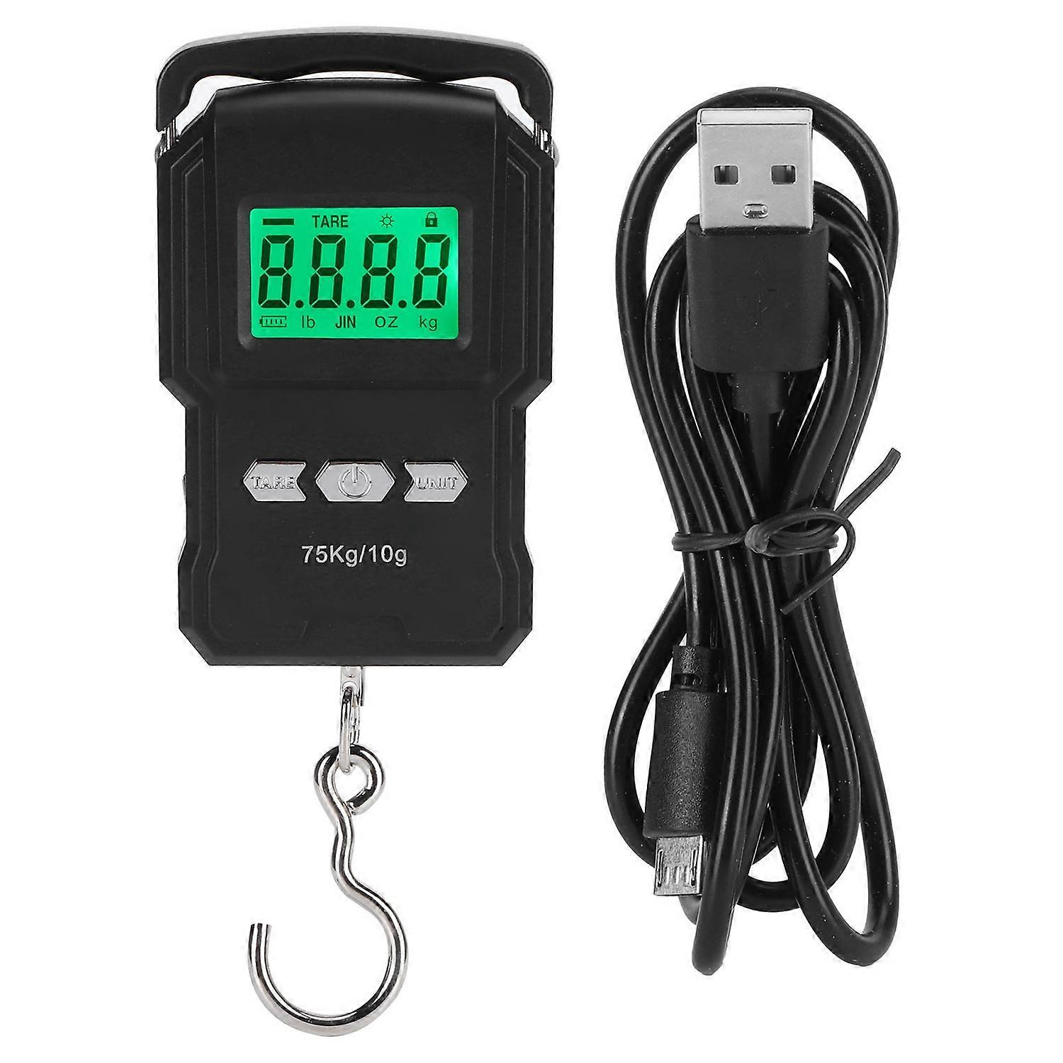 Portable Digital Scale Digital Display Hanging Hook Electronic Scale with Measuring Tape 75kg