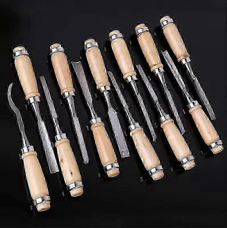 12PCS Wood Carving Hand Chisel Set Woodworking Professional Lathe Gouges Tools Sharp Woodworking Tools with Case Storage 2025