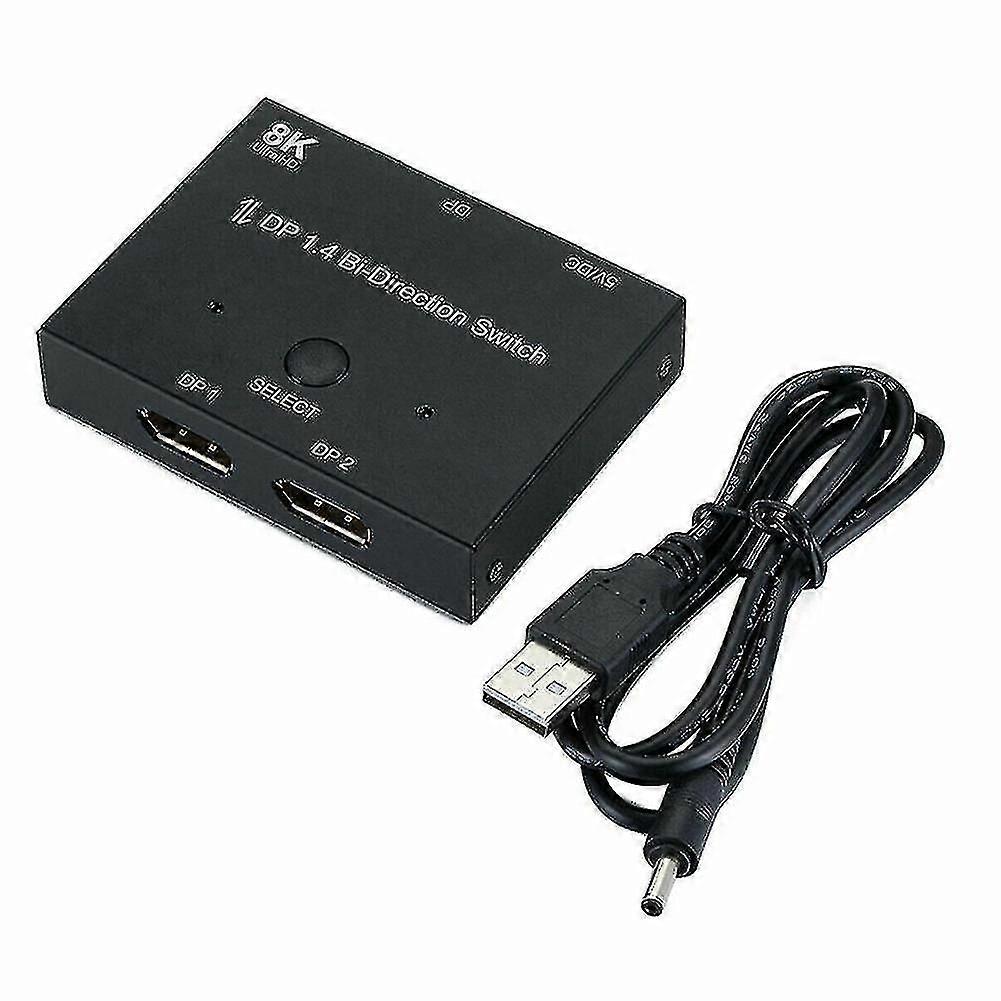 8k Dp 1 In 2 Out Displayport Splitter Switch For Hdtv Graphics Card Computer
