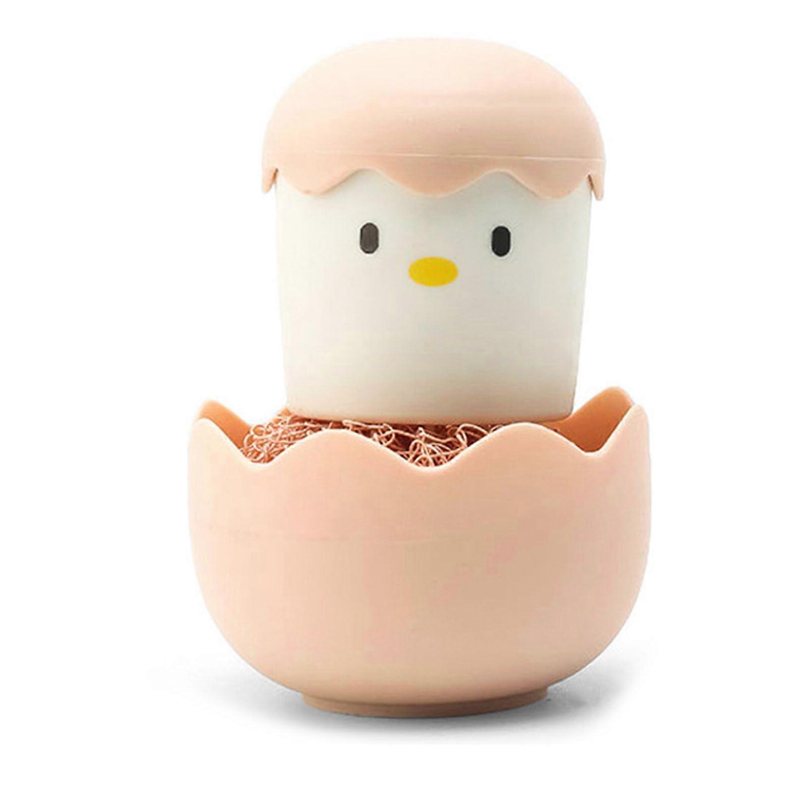 Cartoon Eggshell Dish Cleaning Brush Pink EasyGrip Kitchen Scrub Long Lasting