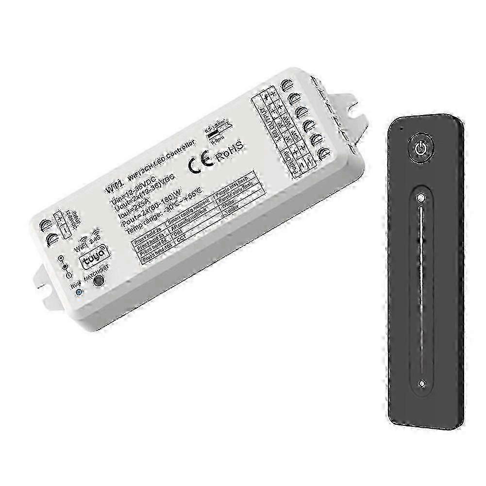 Tuya LED Dimmer 12-36V 2CH with 2.4G RF Wireless Remote Control LED Strip Controller for Single Col