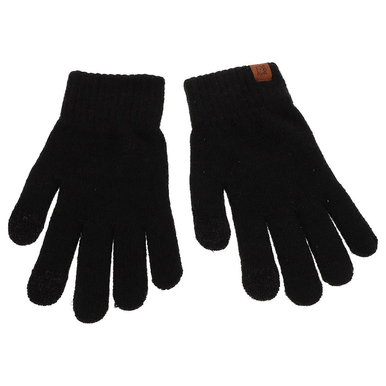 Winter Warm Gloves Black 1Pair Thermal Touch Screen Windproof Gloves