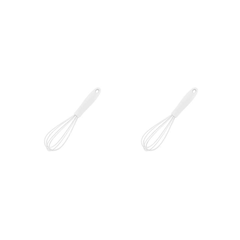 2 Pack Silicone Whisk Set Non Scratch Egg Beater Mixer for Cooking Baking Frothing 17cm White
