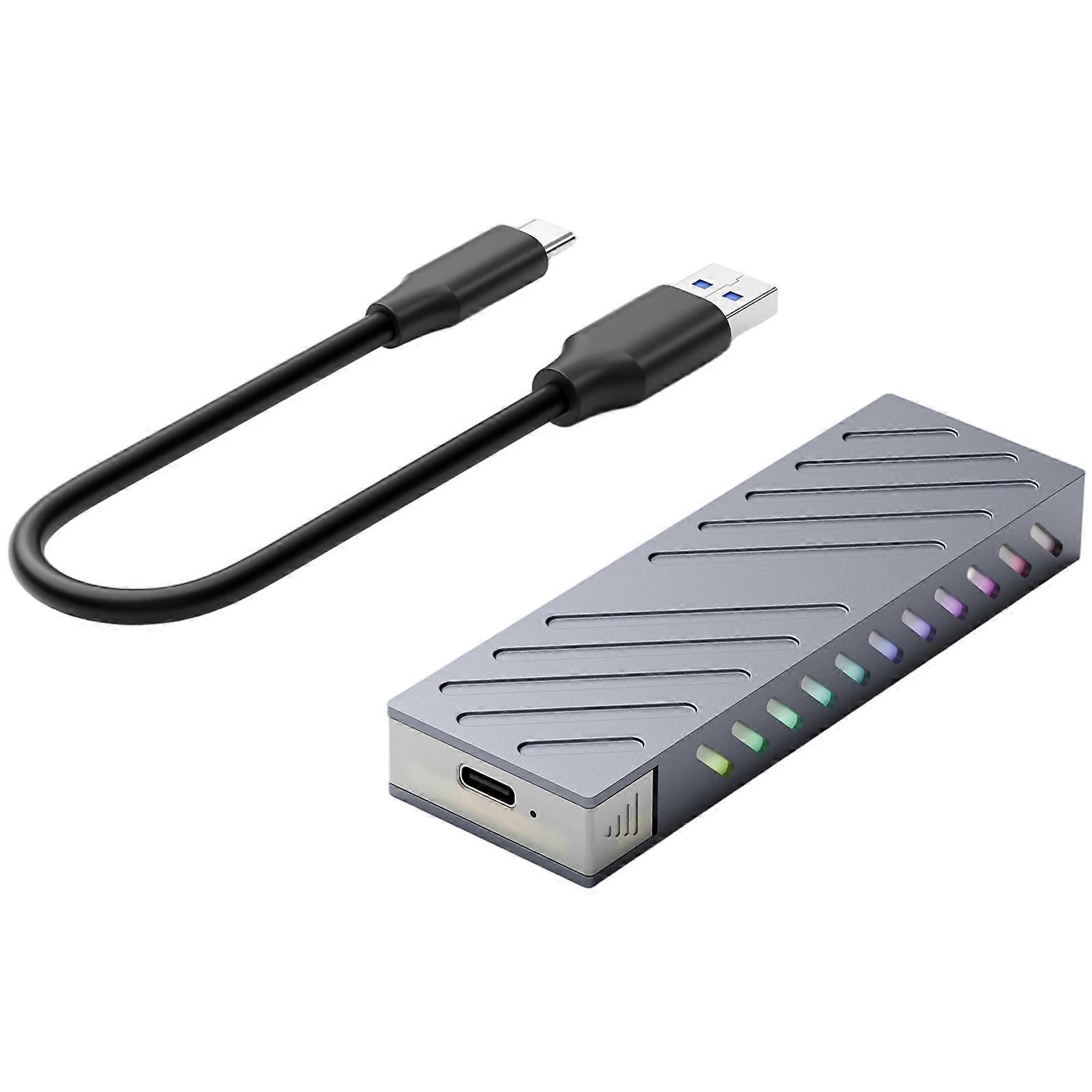M.2 NVME NVME Enclosure 10Gbps Hard Drive Box with LED Light Easy Installation Housing Hard Disk Box for 2230 2242 2260 2280 Multicolor