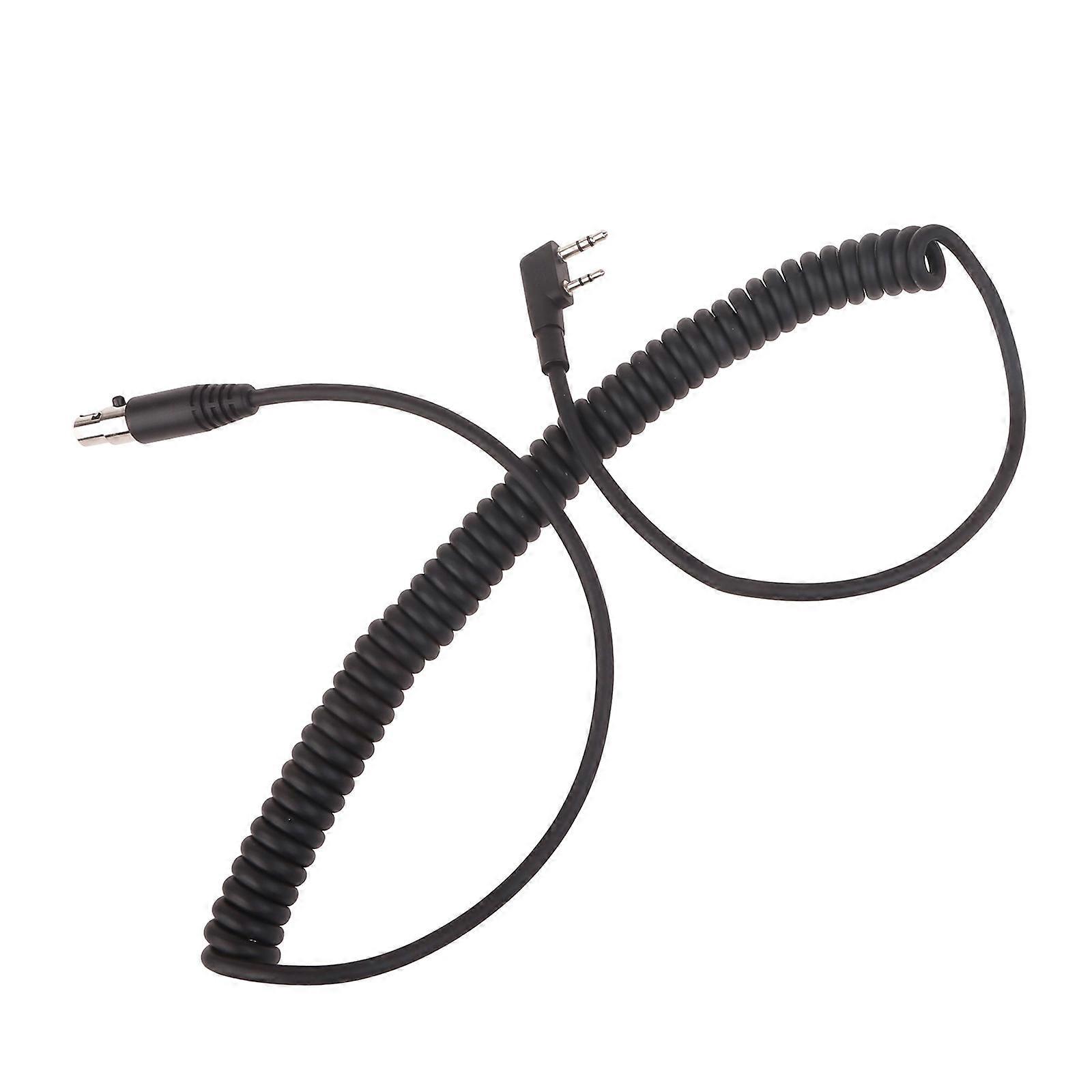 2-Pin to 5-Pin WalkieTalkie Hand-held Ridao Speaker Mic Microphone Cable Coil Cord Connects to Headset Radio Multicolor