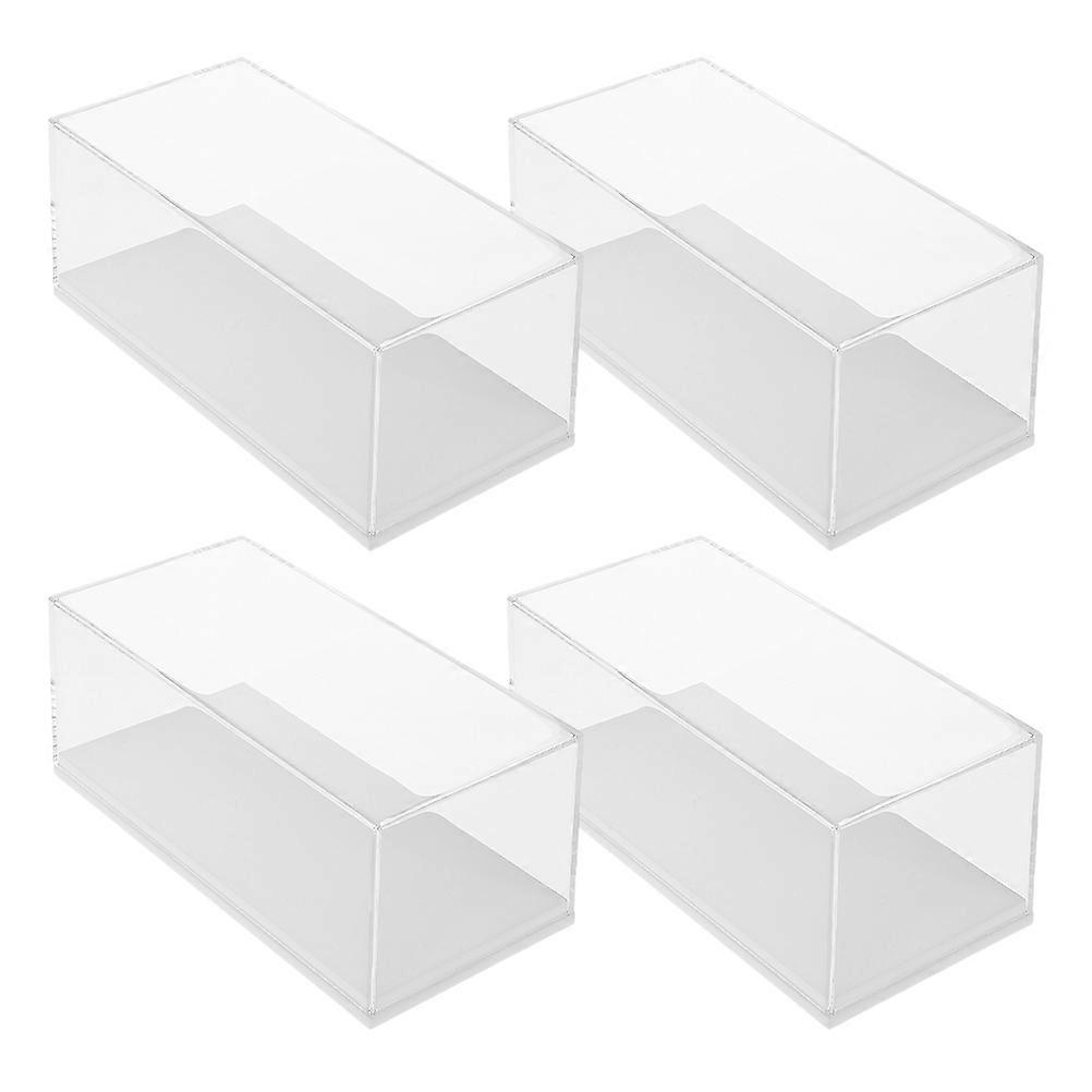 Car Model Display Case Transparent Plastic for Storage 4Pcs Collector Box