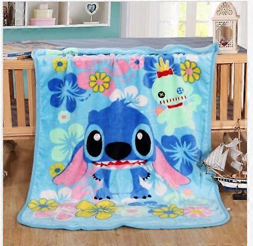Lilo & Stitch Throw Blanket Warm Flannel Soft Plush Bedding Rug Size 150X200CM *