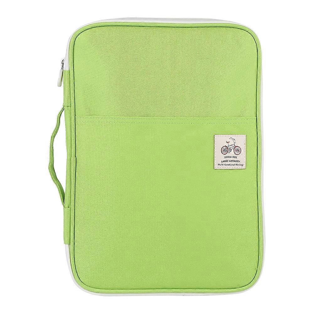 A4 Document Bag File Folder Portfolio Organizer Computer Notebook Zippered Case (Light Green)