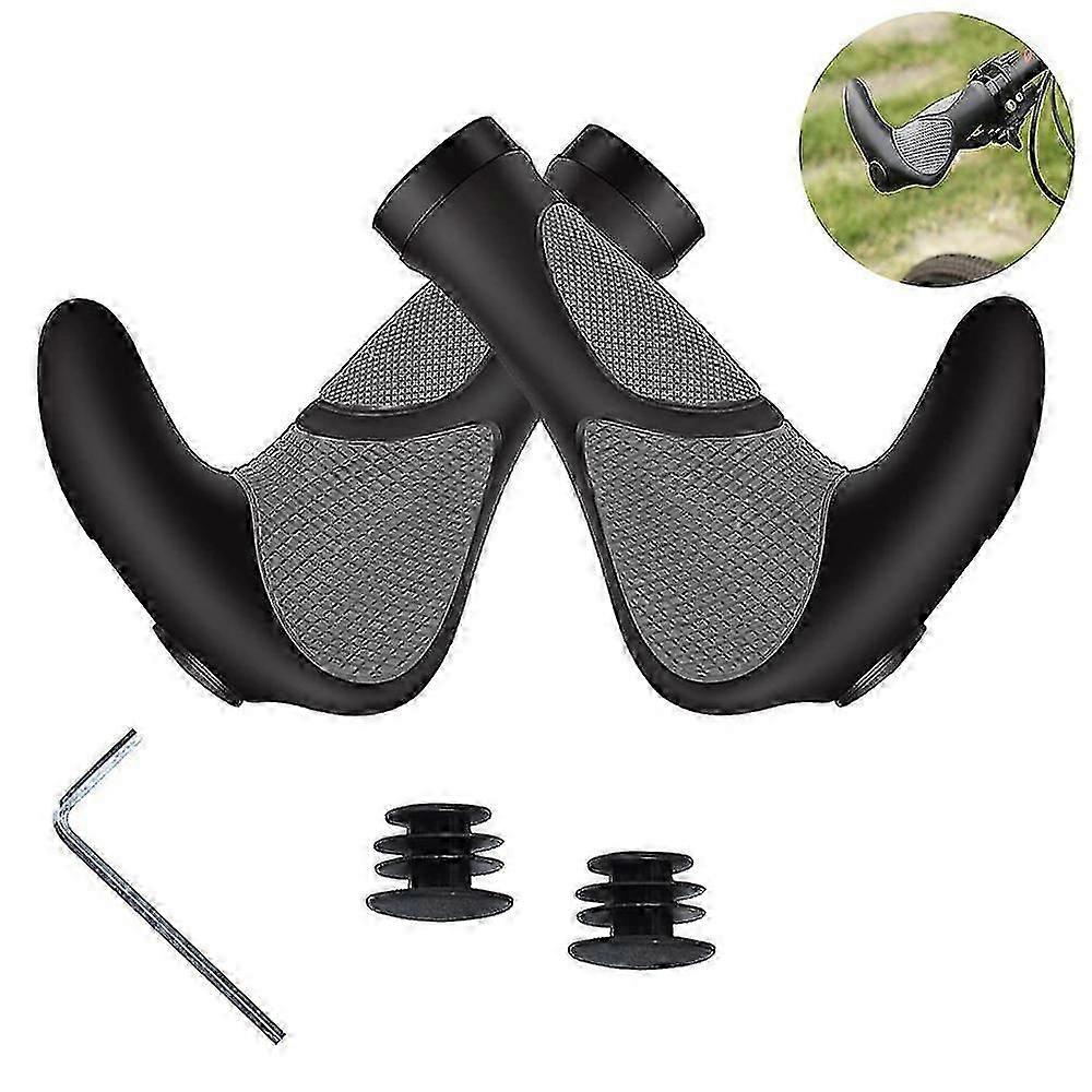 ידיות כידון קרן עם שיכוך ג'ל. קרני כידון ארגונומיות עשויות גומי מונע החלקה. ידיות אופניים לאופניים חשמליים. אופני טרקים. אופני הרים. טו