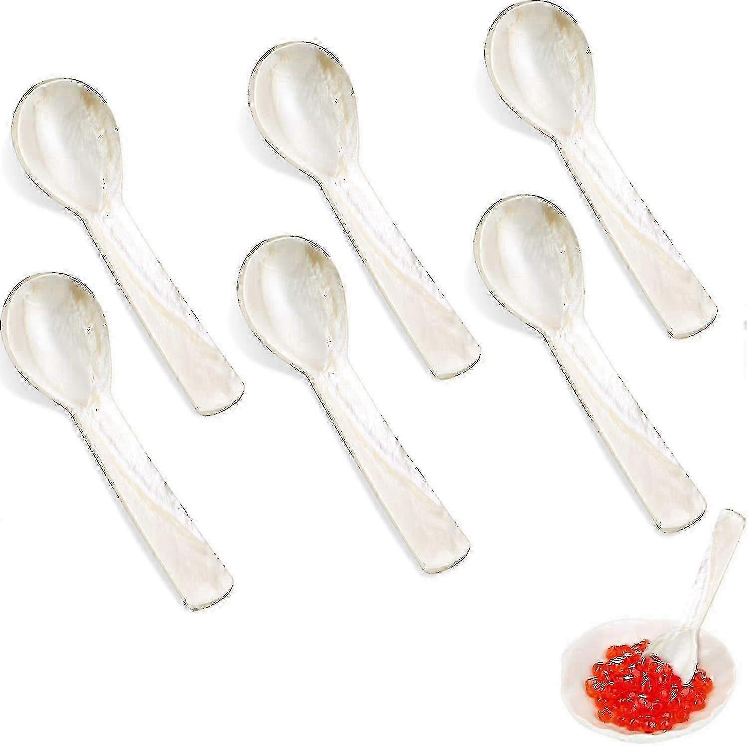 w Caviar Spoons Mother Of Pearl Mop Caviar Spoons With Hand Craft W Round Handle For Caviar, Egg, Ice