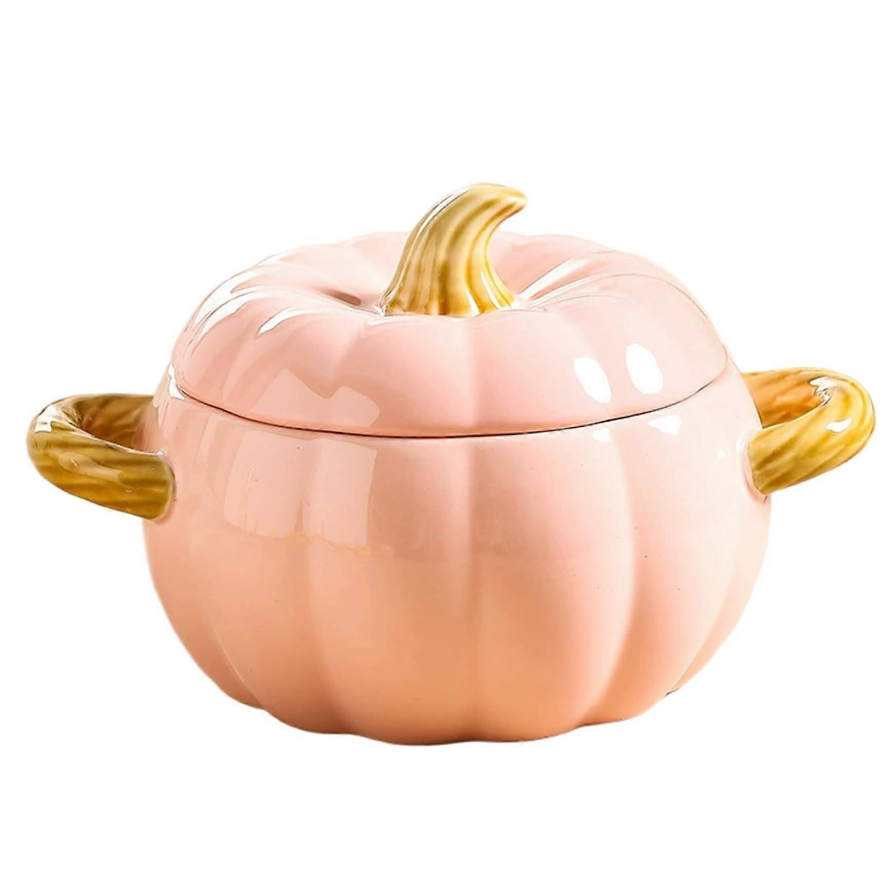 Pumpkin Dutch Oven 1.7L NonStick Ceramic Pot with Lid and Handle for Stew and Soup Cooking