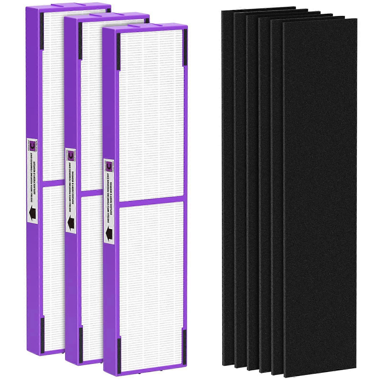 True HEPA Air Purifier Filter Set for AC5250PT AC5000 Series, 3 HEPA + 6 Carbon PreFilters