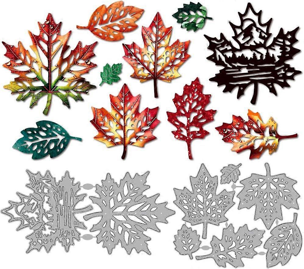 Autumn Maple Leaf Metal Die Cuts Mountain Forest Scenery Cutting Dies Fall Foliage Embossing Stencils Scrapbooking Tool for DIY Scrapbooking Craft Car