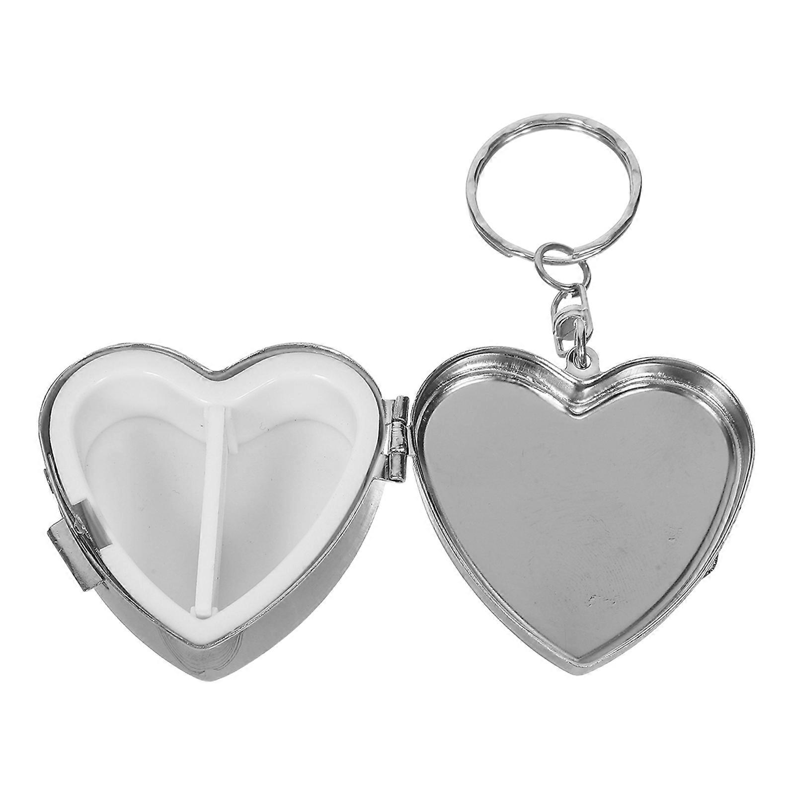 Stylish Heart Pill Organizer Silver Metal Case for Storage Use