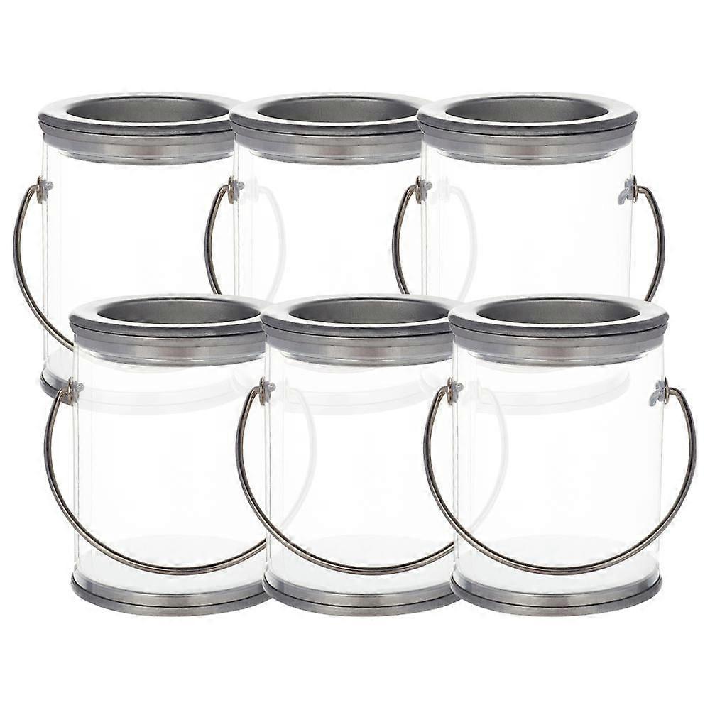 PVC Portable Visual Cylinder with Tinplate Lid and Handle Column Clear 2-1/8x2-5/8 inch(5.3x6.8cm)