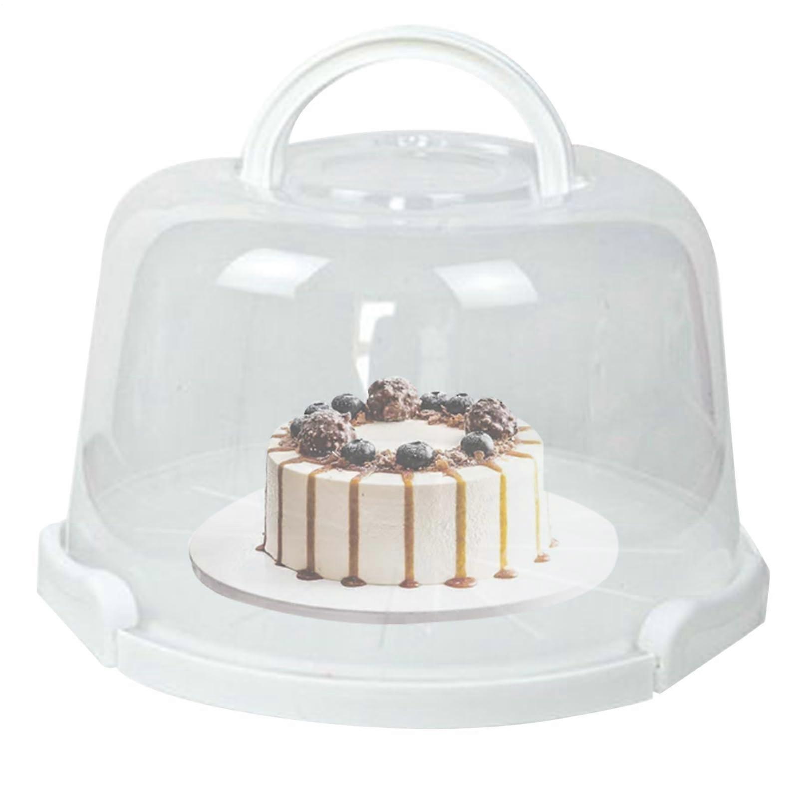 Cake Box with Lid for Pastry Transportation, 8 Inch Reusable Clear Container for Pizza, Desserts and Parties