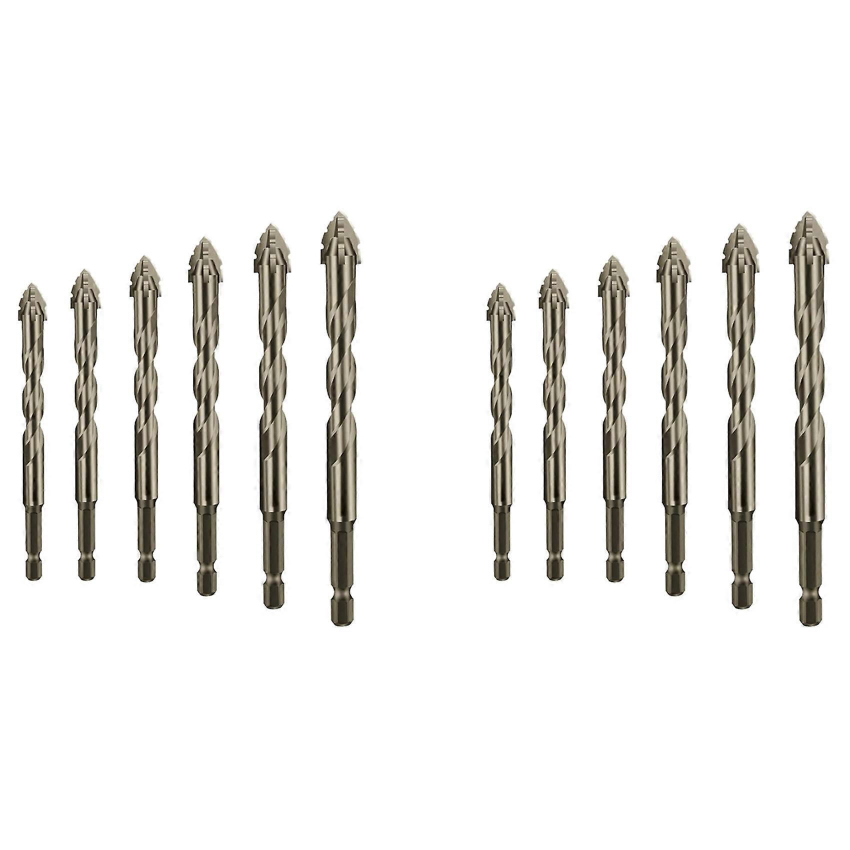 12X Four-Flute Sawtooth Eccentric Drill Bit, Multifunction Drill Bit Set, High Hardness Skewed Head Eccentric Drill Bits