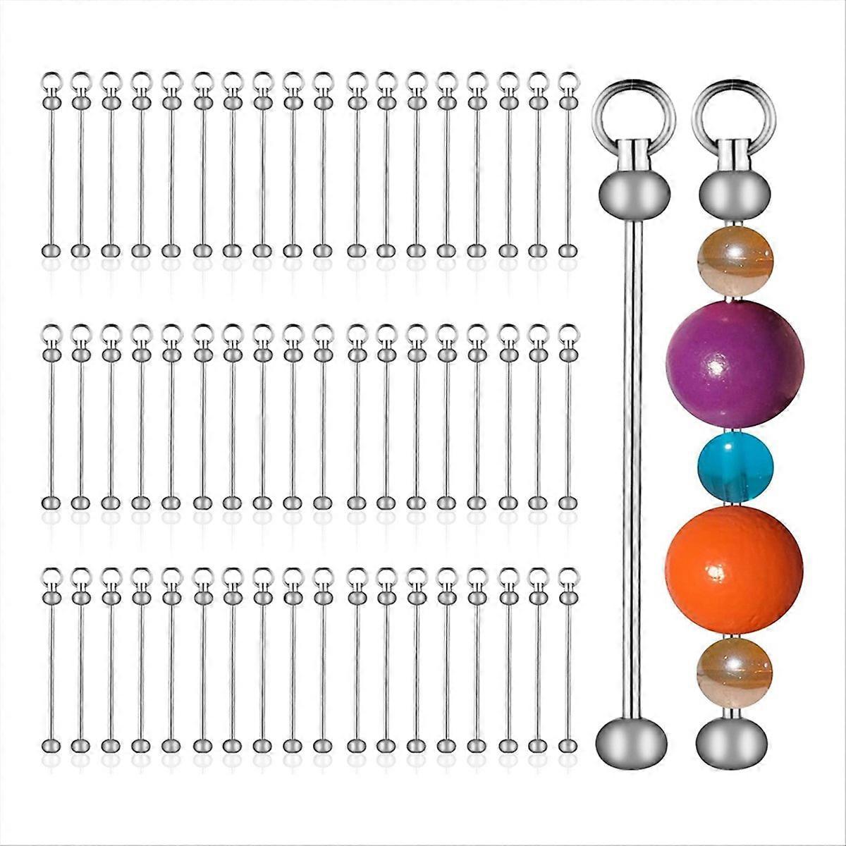 55pcs Blank Beaded Keychain Strips for Pendants DIY Crafts