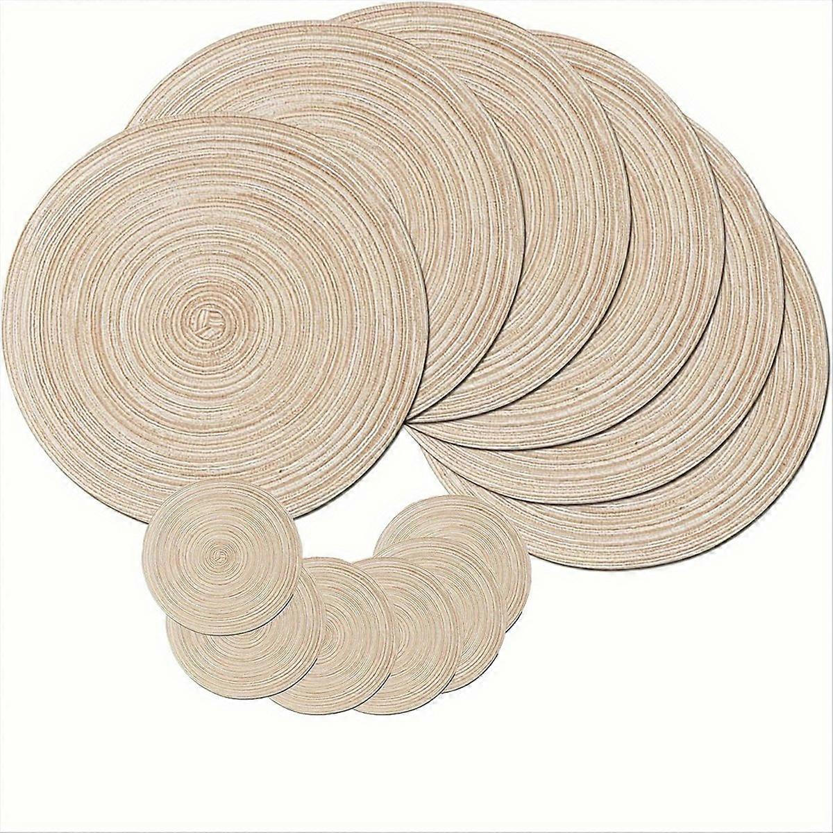 12Pcs Round Braided Placemats Washable Round Placemats