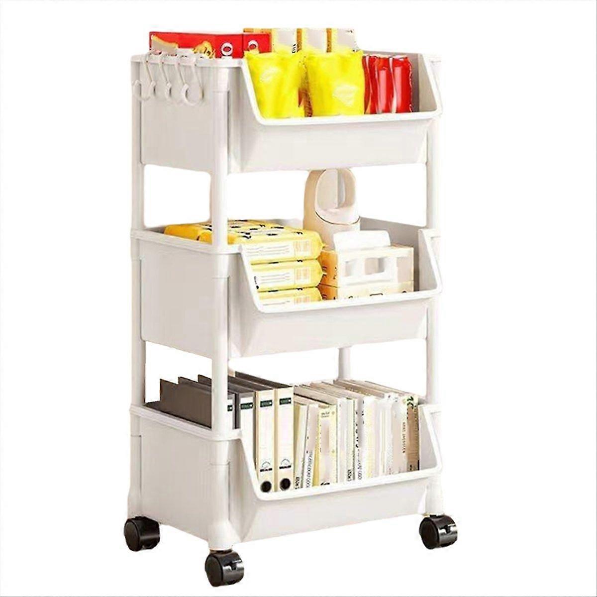 3-Layer Household Snacks Storage Bookshelf, Trolley Storage Rack