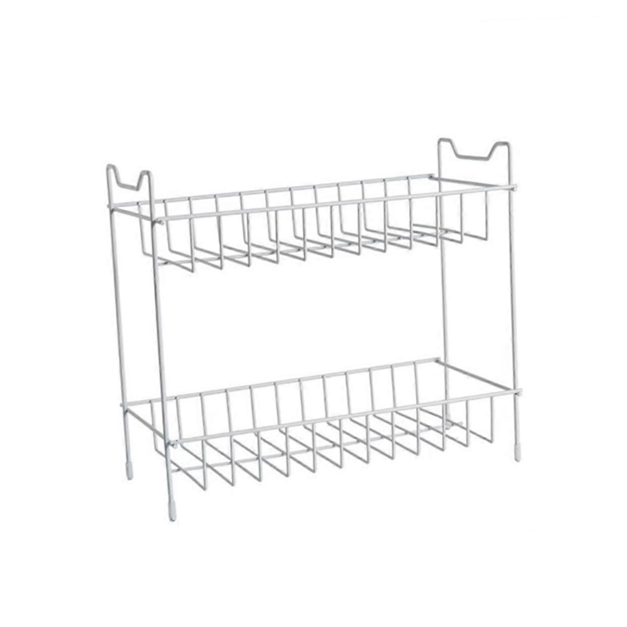 Iron 2 Tier Kitchen Spice Rack with Rust Resistant Finish, Hollow Bottom Large Capacity Shelf