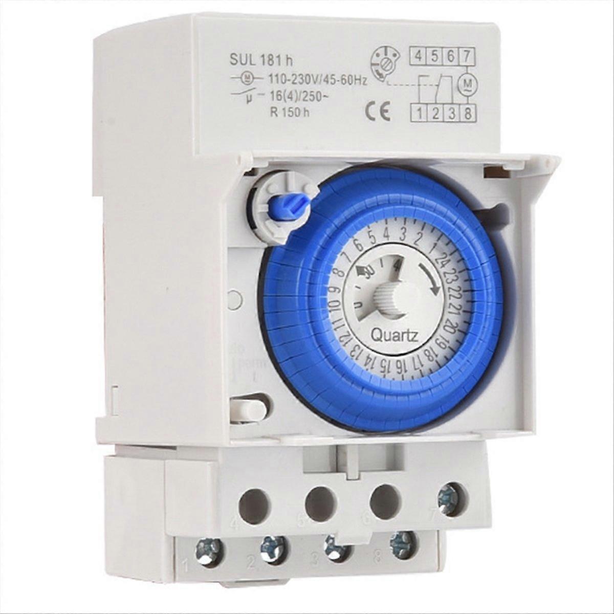 SUL181h Din Rail Analog Mechanical Timer Switch 30 Minutes Programmable AC110V-230V 24 Hours Timer Switch