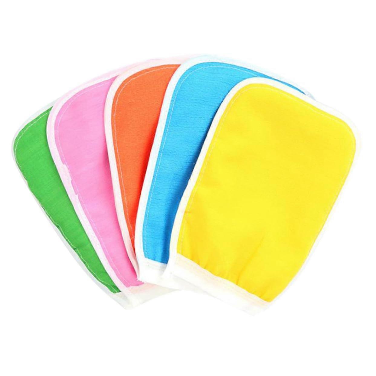 5pcs Exfoliating Gloves for Shower and Spa Deep Skin Cleansing with Rich Foaming Action Mixed Colors