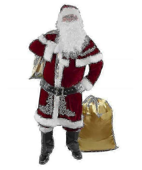 8 delar herrtomtekostymset jul lyxig sammet