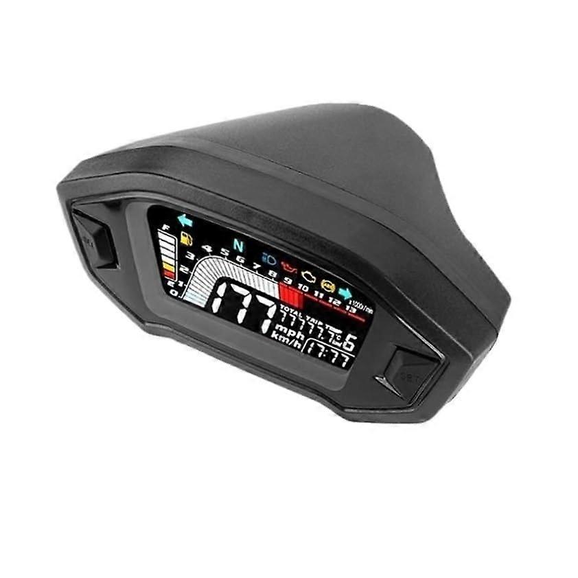 Digital Motorcycle Speedometer Tachometer 12V LCD VA Panel MultiFunction Gauge Black