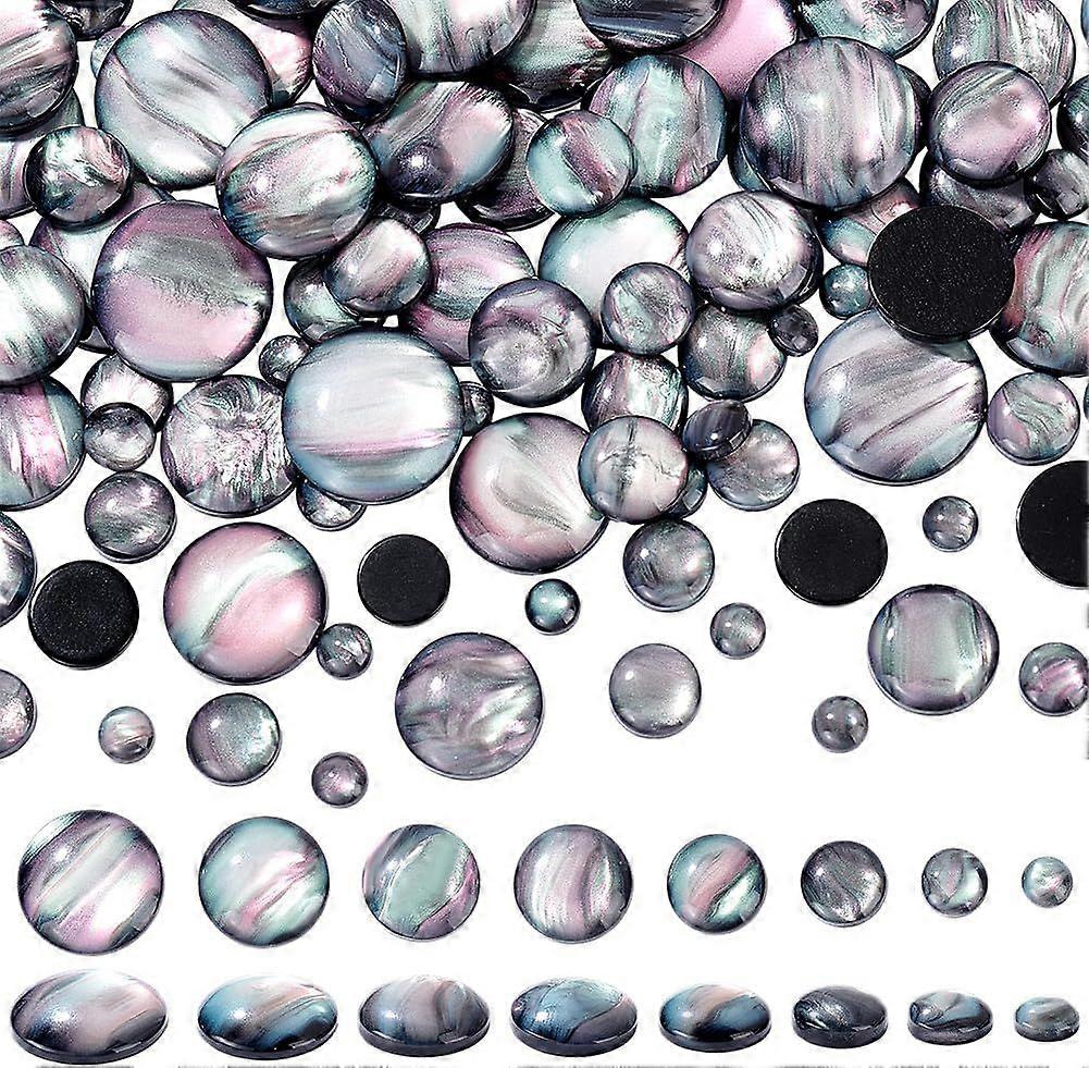 120pcs 8 Sizes Imitation Abalone Shell Cabochons Flat Back Cabochons Half Round Cabochons Resin Dome Tile Gems Embellishments for Jewelry DIY Crafts C