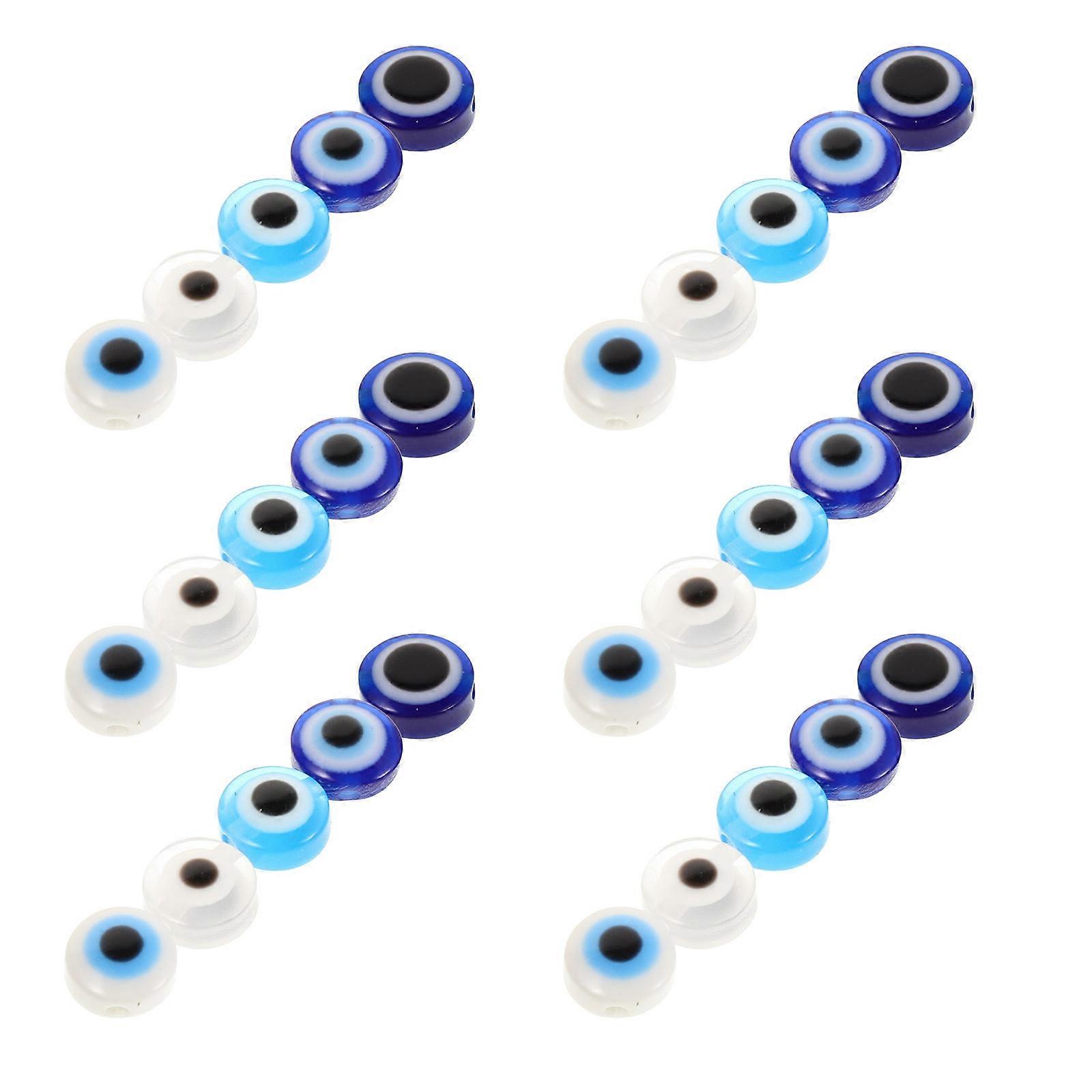 Flat Round Evil Eye Beads Handmade for DIY 60Pcs Acrylic Beads
