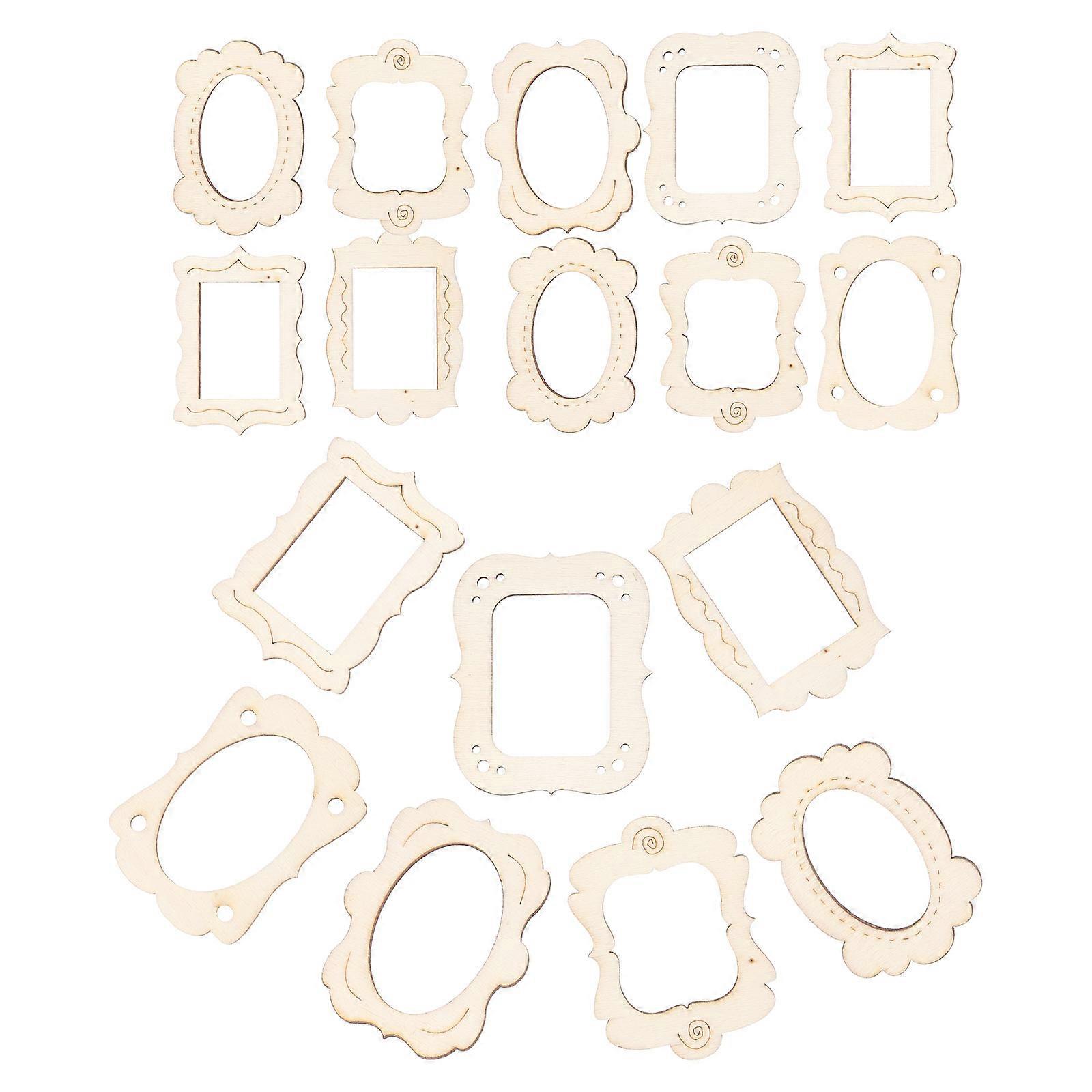 Wood Photo Frame Pendants for Craft Projects 80Pcs Set