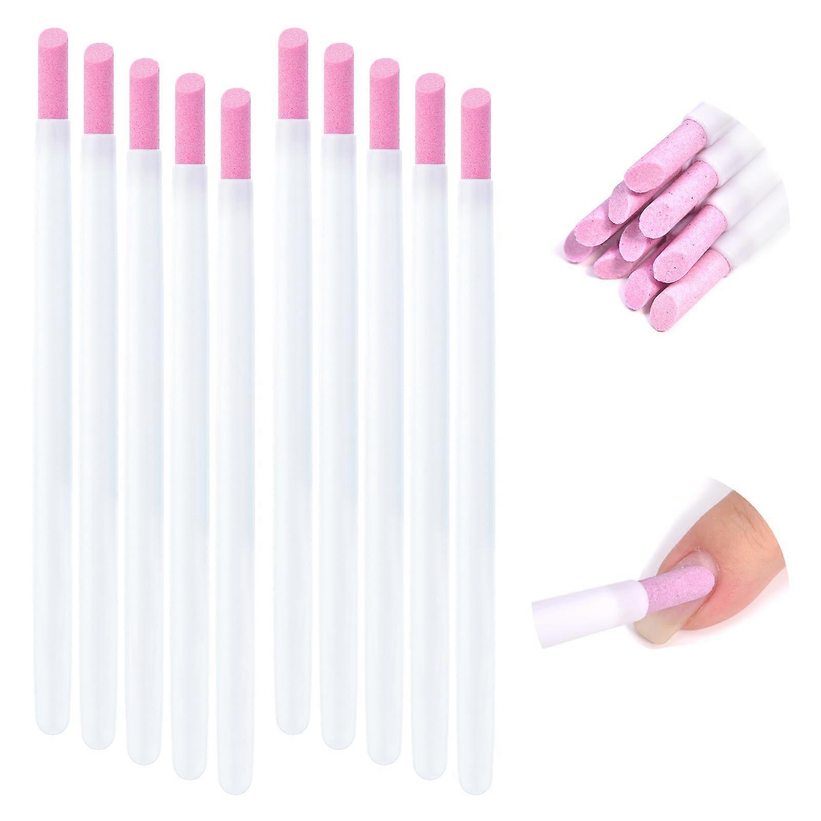 10Pcs Pumice Nail File Set with Cuticle Pusher for Gentle Removal, Washable Manicure Pedicure Kit, White